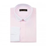 Jack Martin - Club/Penny Collar - Pink Herringbone Slim Fit Shirt. Mens 1920s Blinders Gang Shirts