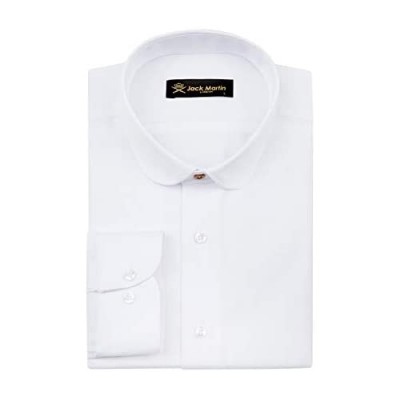 Jack Martin - Club/Penny Collar - White Herringbone Slim Fit Shirt. Mens 1920s Blinders Gang Shirts