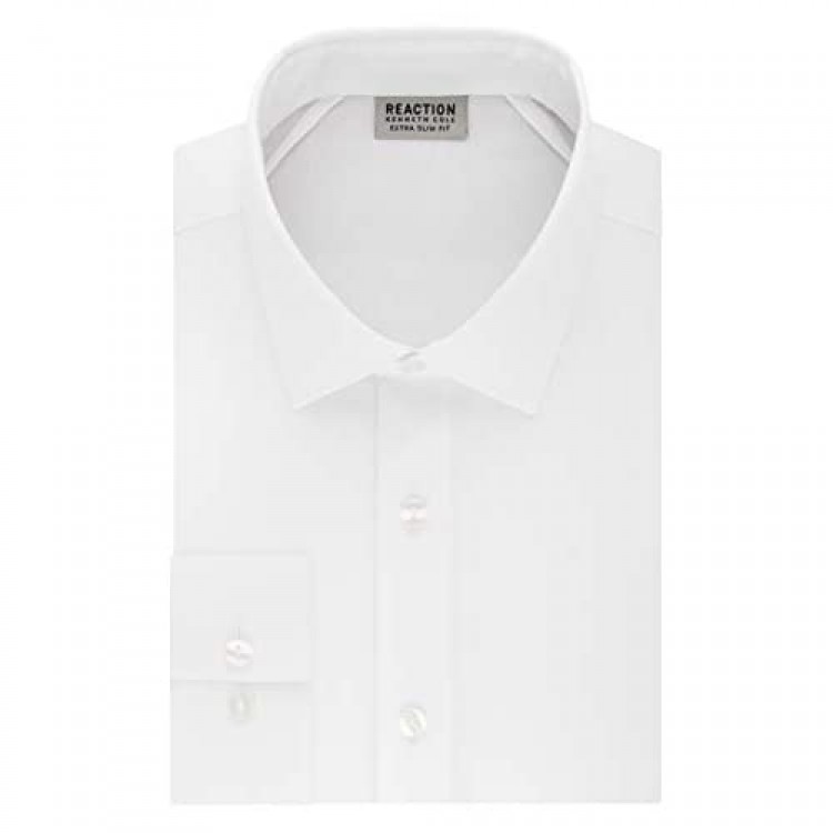 Kenneth Cole REACTION Men's Dress Shirt Extra Slim Fit Stretch Stay-Crisp Collar Solid