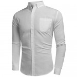 LecGee Men's Oxford Dress Shirts Casual Button Down Long Sleeve Solid Regular Fit Shirts with Pocket