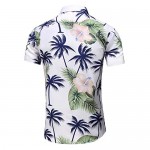 LEFTGU Men's Printed Beach Hawaiian Button-Down Slim fit Dress Shirt