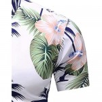 LEFTGU Men's Printed Beach Hawaiian Button-Down Slim fit Dress Shirt