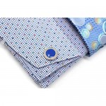 Men's Checks Dot Printed Regular Fit Dress Shirts with Tie Hanky Cufflinks Combo French Cuffs