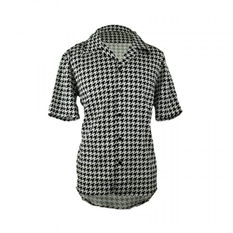 Men’s Houndstooth Shirt | Short Sleeve Button Down Shirt for Men | Black and White Dress Shirt for Your Loved Ones.