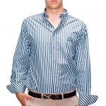 Mens Long Sleeve NCAA Collegiate Casual Button-Down Shirt | Broad Stripe with Embroidered Logo