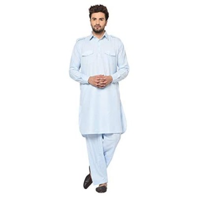 Men's Pathani Kurta Set Cotton Plus Size Kurta Pyjama Party Wear Dress Indian Traditional Pathani Eid Kurta with Salwar