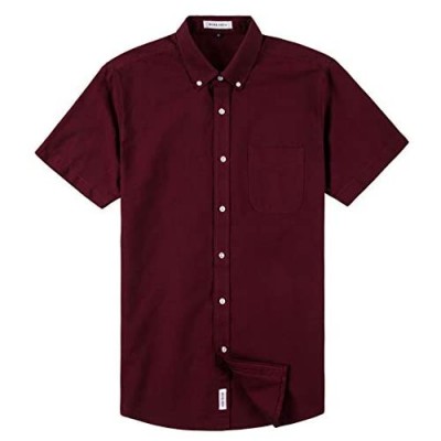 MUSE FATH Men's Casual Oxford Short Sleeve Regular Fit Chest Pocket Dress Shirt