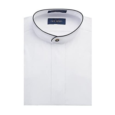 Neil Allyn Men's Dress Shirt Banded Collar with Black Piping