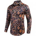 Pacinoble Mens Long Sleeve Fashion Luxury Design Print Dress Shirt