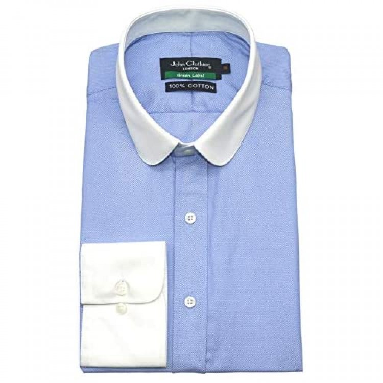 Peaky Blinders Mens Penny Collar Shirt Sky Blue Oxford 100% Cotton Shelby Brothers Prime 800-93