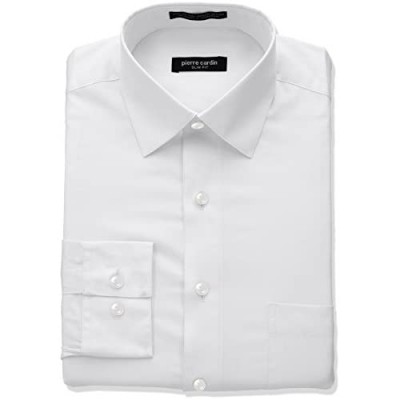 Pierre Cardin Men's Slim Fit Solid Broadcloth Semi Spread Collar Shirt