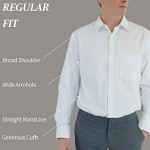 Readyfit Men's Dress Shirt Regular Fit White Blue Long-Sleeves Solid Shirts RFA1101 2