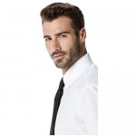 Real Cotton Mens Fitted Dress Shirt Convertible Cuff Spread Collar - Style Owen