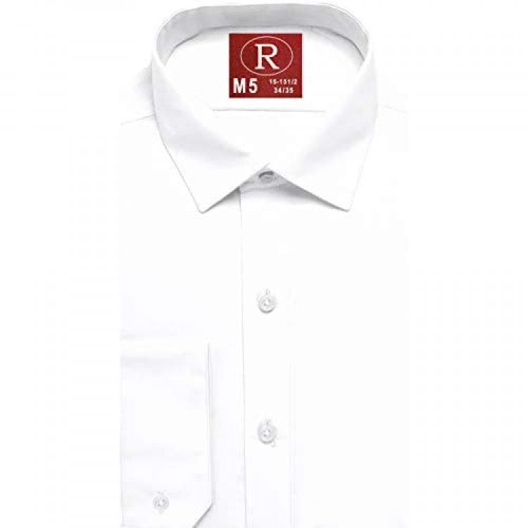 Real Cotton Mens Fitted Dress Shirt Convertible Cuff Spread Collar - Style Owen