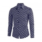 uxcell Men's Shirts Polka Dots Long Sleeve Slim Fit Printed Dress Button Down Shirt