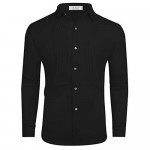 VICALLED Mens Tuxedo Shirt Casual Slim Fit Long Sleeve Dress Button Down Collar Shirts Prom