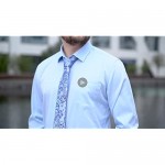 XTAPAN Men's Dress Shirt-Long Sleeve Regular Fit Button Down Shirt with Matching Tie and Handkerchief