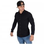 YoungLA Men’s Slim FIt Dress Shirts | Button Up Long Sleeves | Athletic Fitted | Formal Long Sleeves for Work and Casual 415
