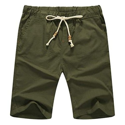 Aiyino Men's Linen Casual Classic Fit Short Summer Beach Shorts