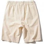 DELCARINO Men's Linen Shorts Casual Drawstring Shorts with Elastic Waist