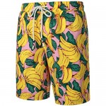JOGAL Men's Fun Fruit Printed Flat Front Casual Beach Aloha Hawaiian Shorts