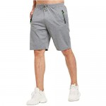JustSun Mens Shorts Casual Workout Shorts with Elastic Waist Zipper Pockets
