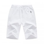 KouKou Men's-Elasticity Capri-Shorts Cotton-Casual Breathable-Workout Below Knee