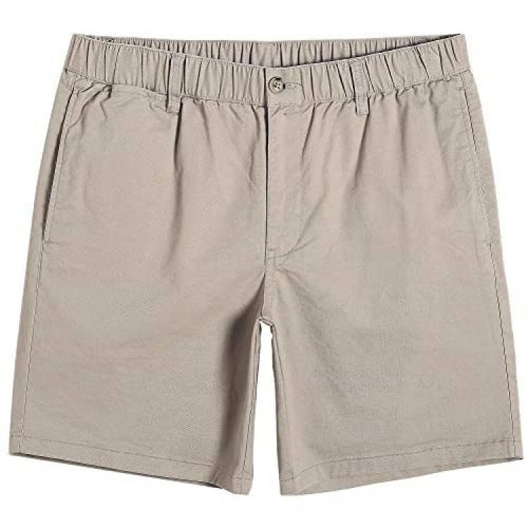MaaMgic Men's Classic-fit 7 Cotton Casual Shorts Elastic Waistband with Multi-Pocket Daily Wear Walking Summer Outfit