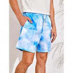 MakeMeChic Men's Tie Dye Drawstring Waist Shorts Beach Shorts