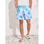 MakeMeChic Men's Tie Dye Drawstring Waist Shorts Beach Shorts