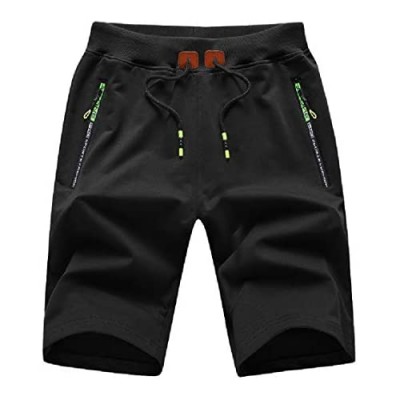 MO GOOD Mens Workout Casual Shorts for Jogging Comfy and Loose with Zipper Pockets and Elastic Waist Big and Tall