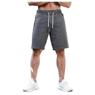 XueYin Men's Drawstring Summer Shorts with Elastic Waist and Zipper Pockets