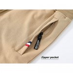 YuKaiChen Men's Cotton Shorts Casual Elastic Waist Drawstring Gym Workout Short Zipper Pockets