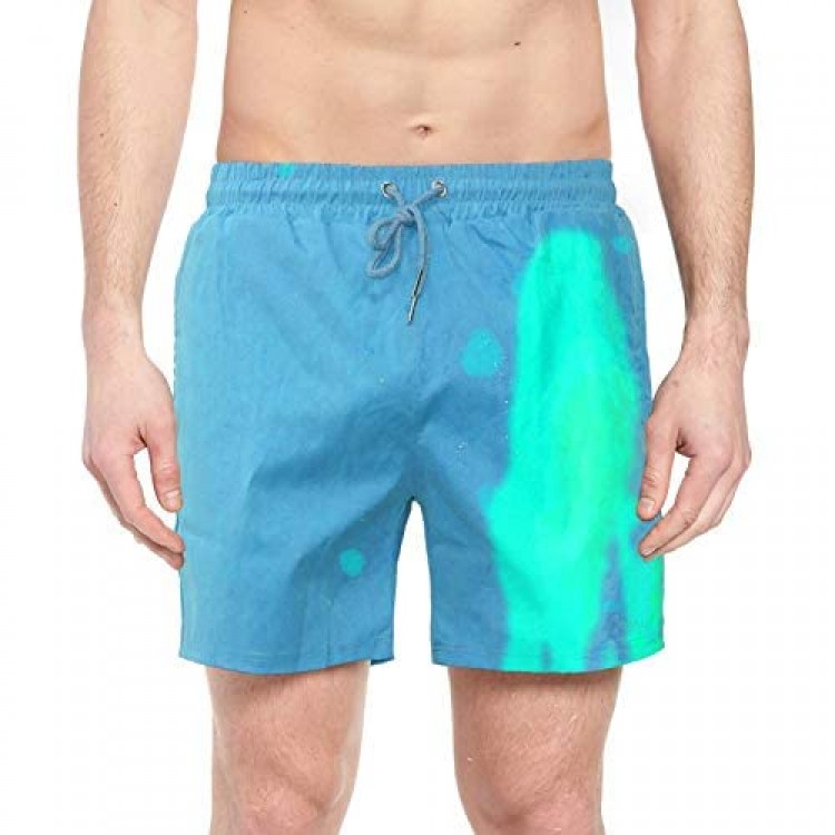 BOOPBEEP Color-Changing Quick Dry Mens Swim Trunks with Pockets and Mesh Lining