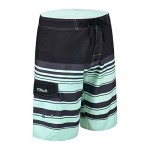 Nonwe Men's Quick Dry Swim Trunks Colorful Stripe Beach Shorts with Mesh Lining