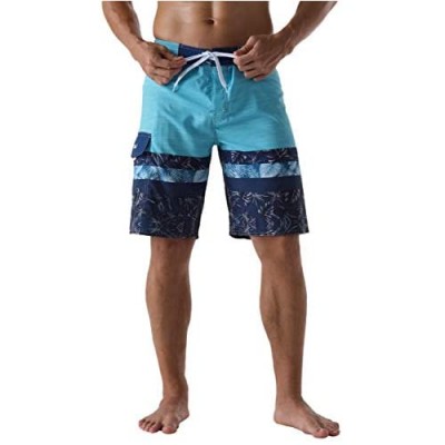 Nonwe Men's Swim Trunks Quick Dry Elastic Waist Board Shorts with Lining