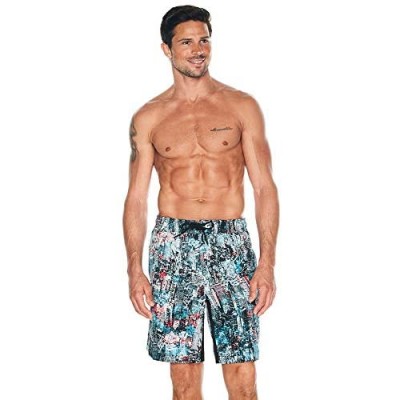 Reebok Men's Swimwear 9" Tab Volley Urban Decay UPF 50+ Athletic Swim Shorts Bathing Suit Trunks