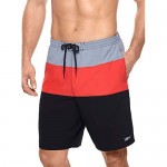 Reebok Men's Swimwear UPF 50 Colorblock Volley Elastic Waist Swim Shorts Bathing Suit Trunks