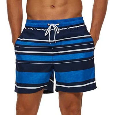 SILKWORLD Men's Printed Swim Trunks with Mesh Lining Quick Dry Swimsuit Sports Shorts