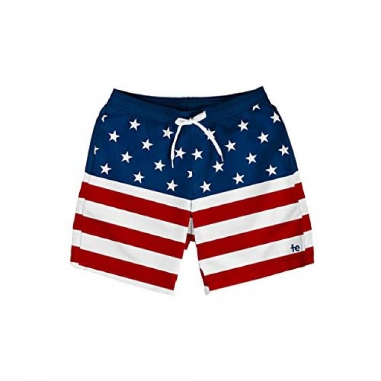 Tipsy Elves Men's American Flag Swim Trunks - Patriotic USA Stars and Stripes Swim Suit