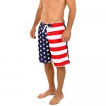 UZZI Men's Patriotic USA American Flag Swim Trunks