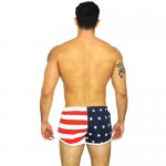 UZZI Men's Side Split Running Shorts American Flag Swimwear
